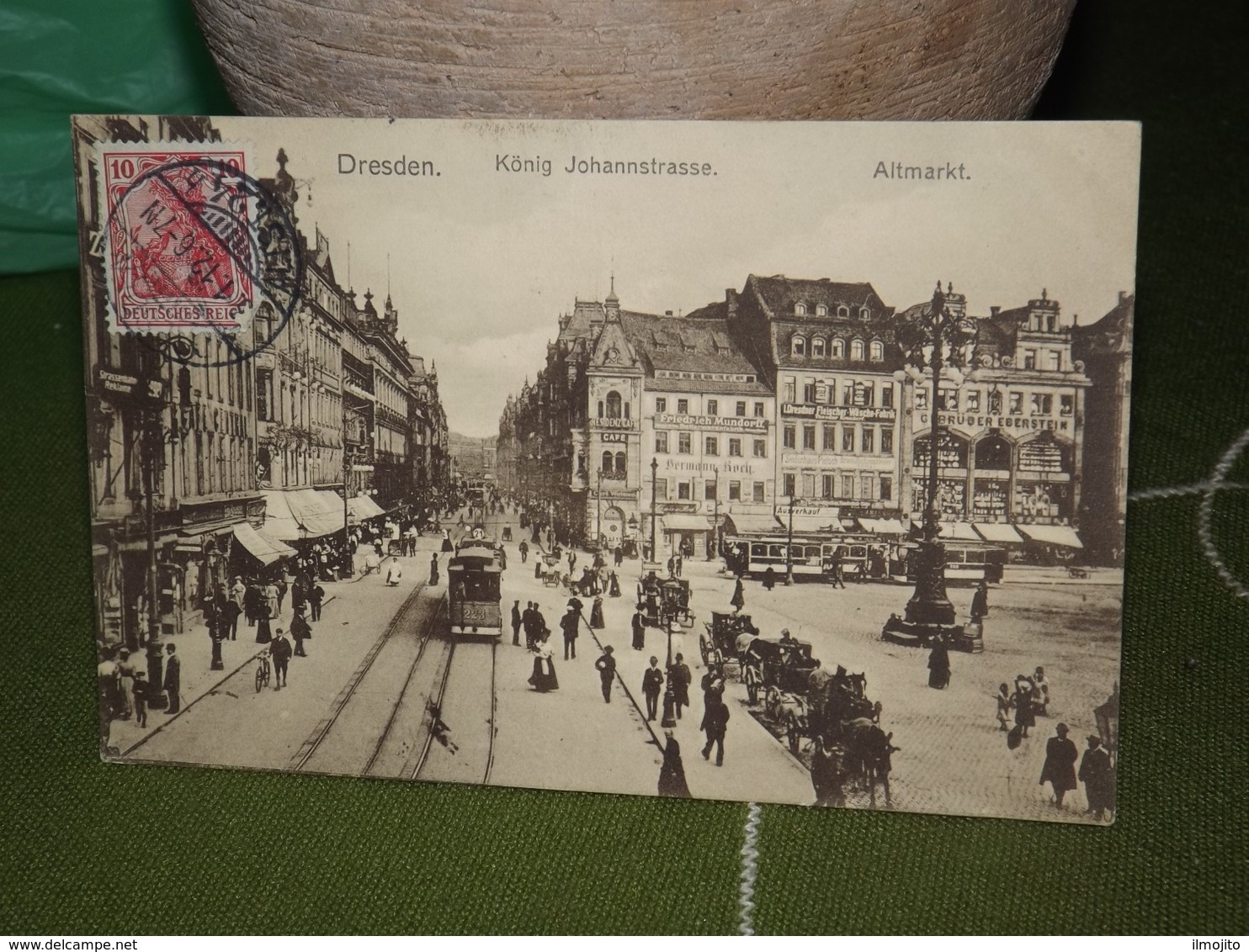 POSTKARTE DRESDEN KONIG JOHANNSTRASSE ANIMATION AK CPA - Other & Unclassified