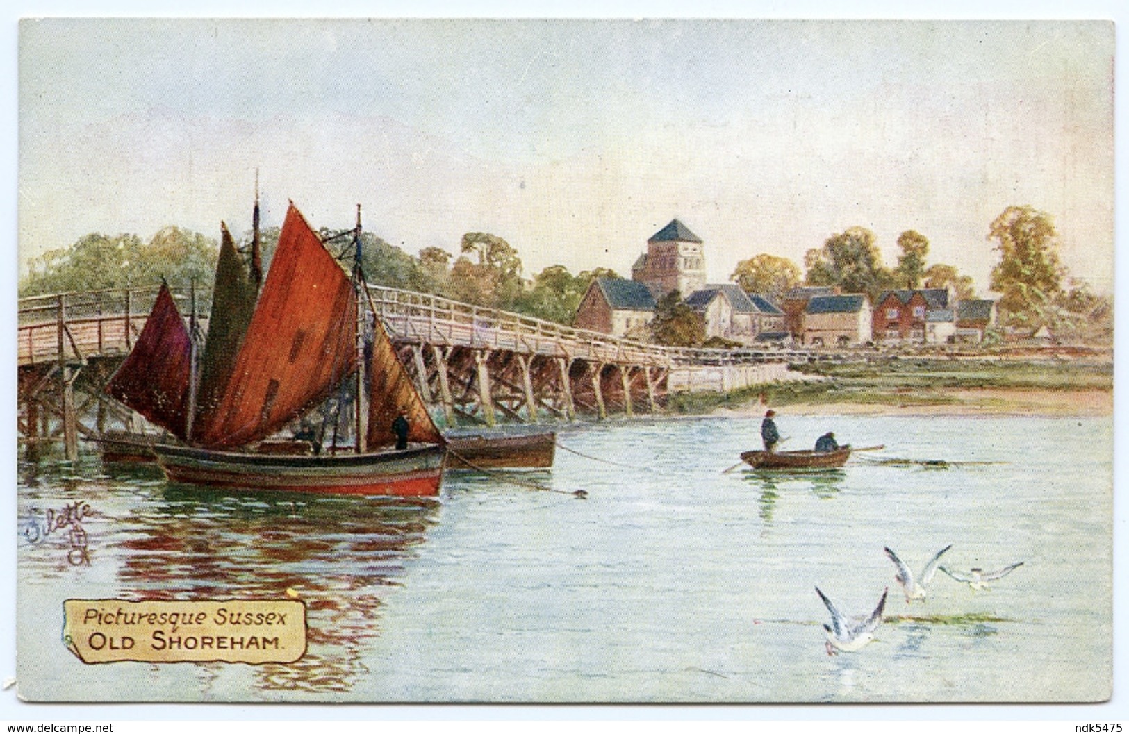 PICTURESQUE SUSSEX : OLD SHOREHAM (TUCK'S OILETTE) - 1900-1949