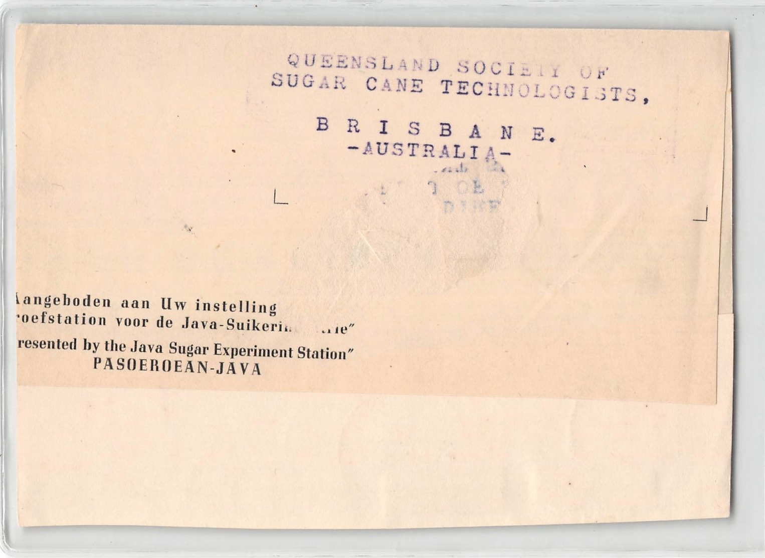 3584 01  NEDERLANDSCH INDIE PASOEROEAN JAVA TO BRISBANE AUSTRALIA - Indie Olandesi