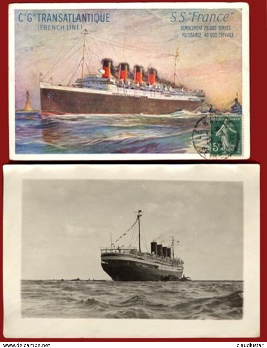 ** CARTES  FRENCH - LINE  S. S.  FRANCE ** - Paquebote