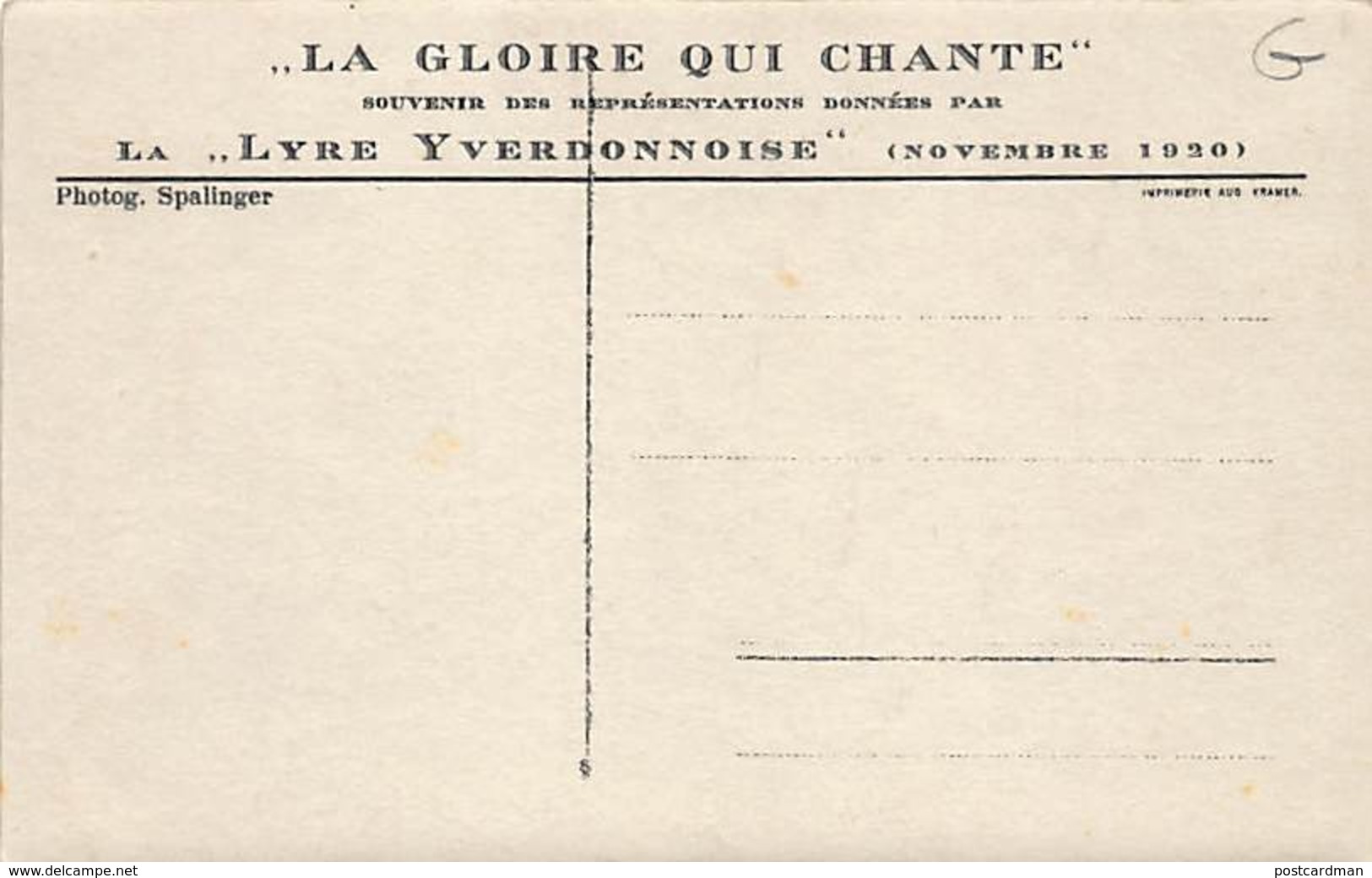 YVERDON (VD) - La Lyre Yverdonnoise, Représentation De La Gloire Qui Chante, Nov. 1920 - Photo Spallinger. - Yverdon-les-Bains 