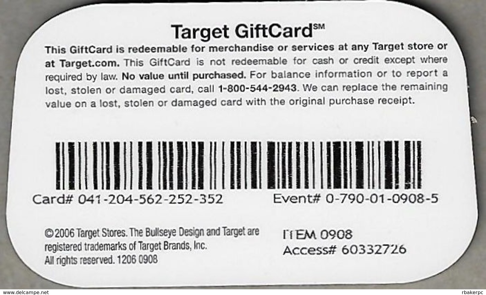 Target Gift Card - Metalic Like Front Surface - Gift Cards