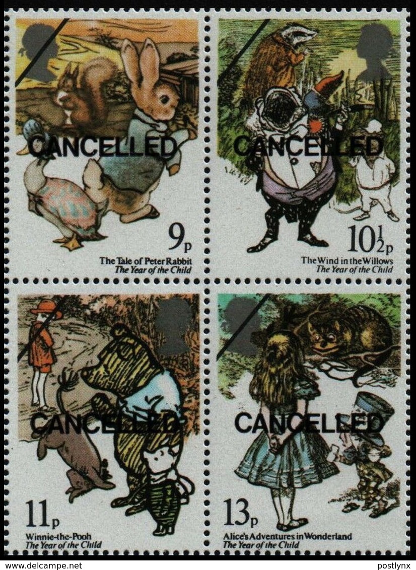 GREAT BRITAIN 1980 International Year Of The Child 4-BLOCK OVPT:cancelled (SPECIMEN) - Fictifs & Spécimens