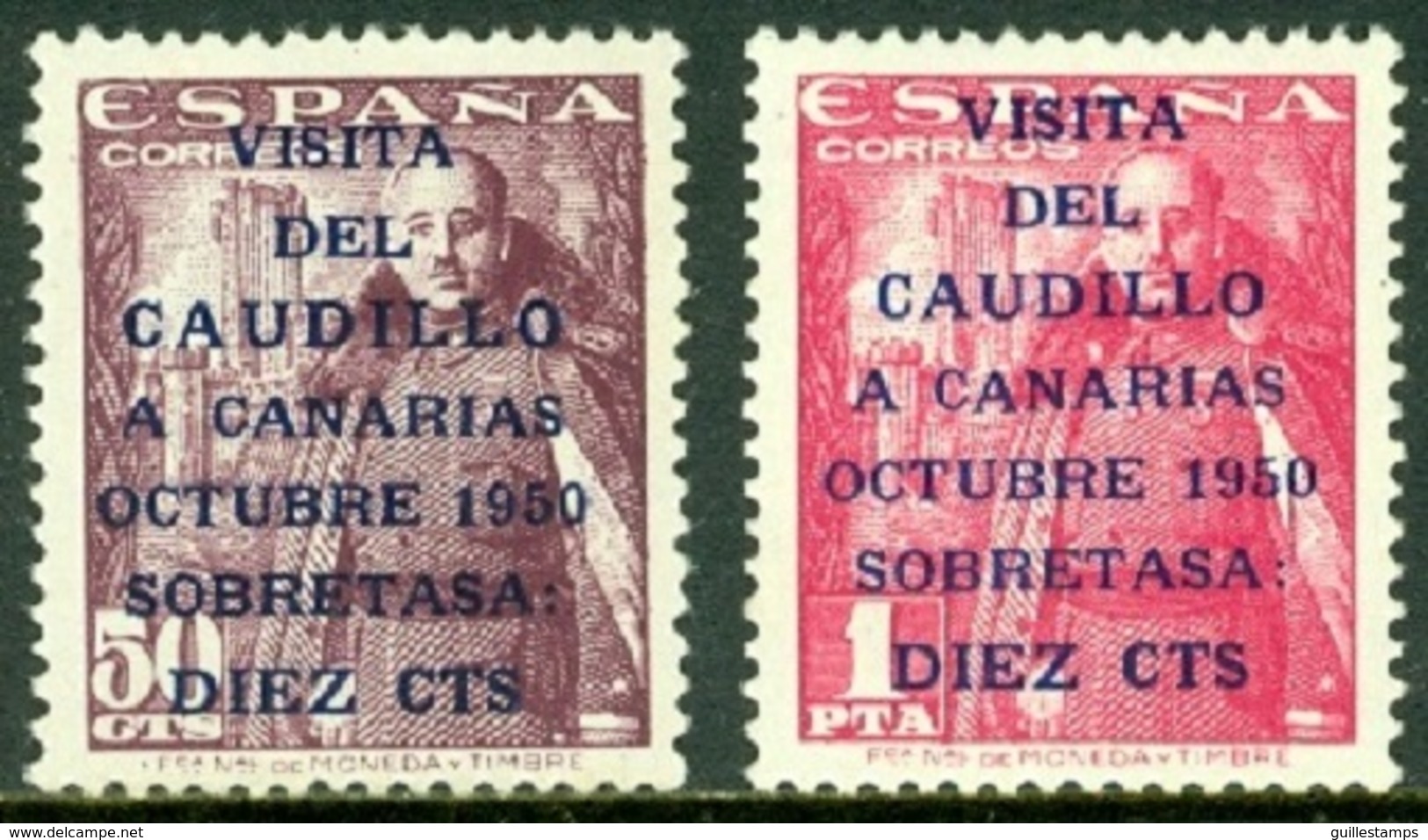 SPAIN 1951 FRANCO WITH CANARY ISLANDS VISIT OVERPRINT** (MNH) - Nuevos