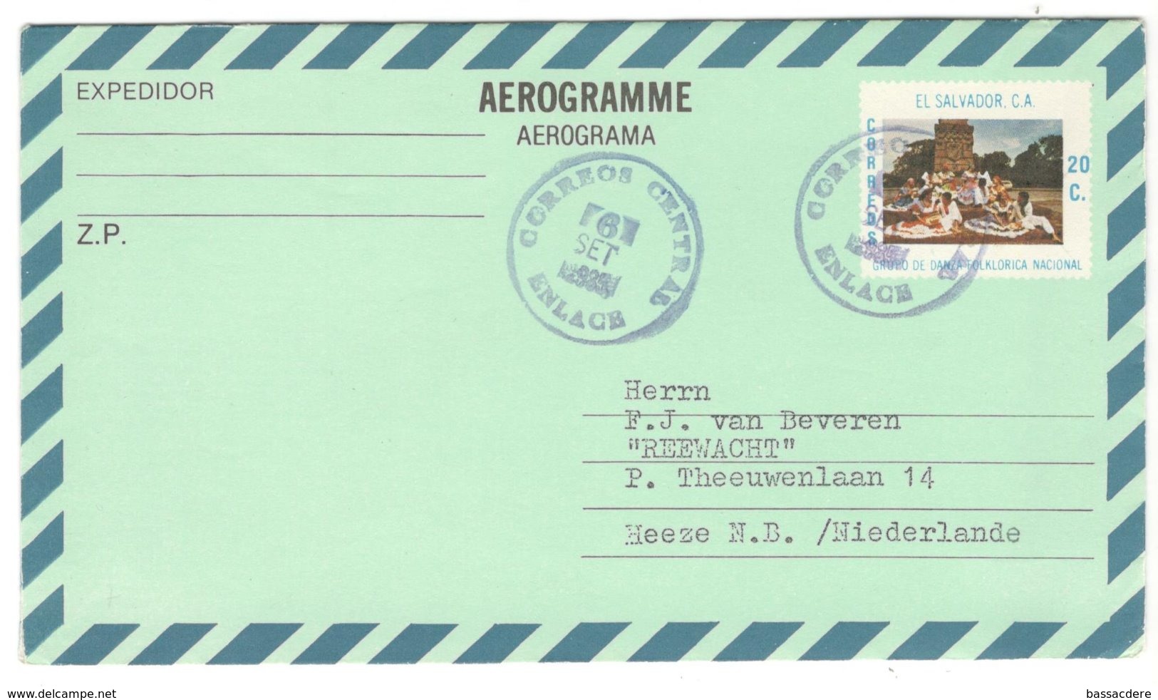 21647 - Aérogramme  Pour Les PAYS BAS - Salvador