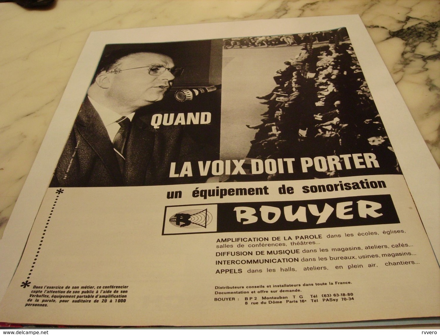 ANCIENNE PUBLICITE EQUIPEMENT DE SONORISATION BOUYER MONTAUBAN 1964 - Autres & Non Classés