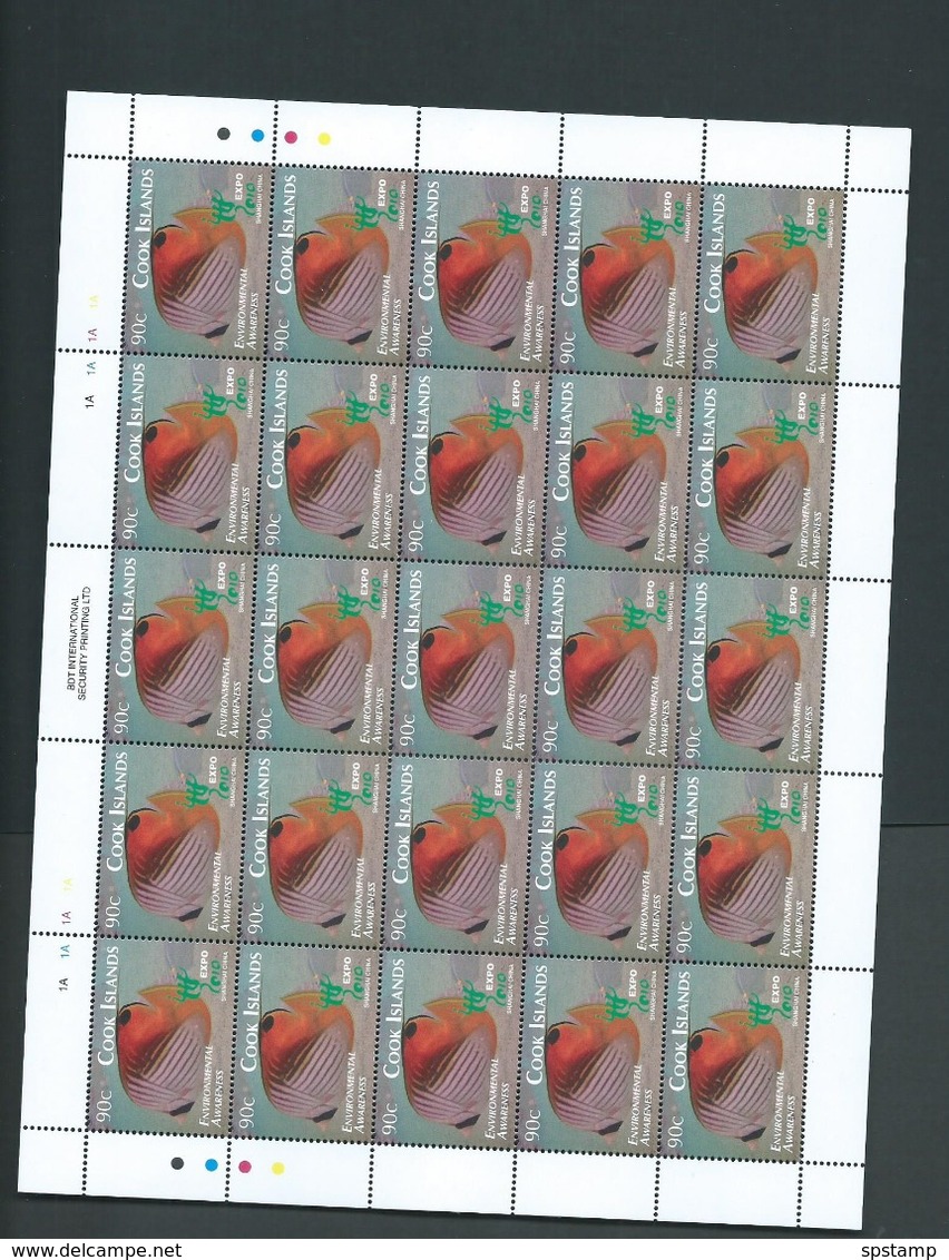 Cook Islands 2010 Shanghai Expo Environmental Awareness Set 4 In Fresh Full Sheets Of 25 MNH - Cook Islands