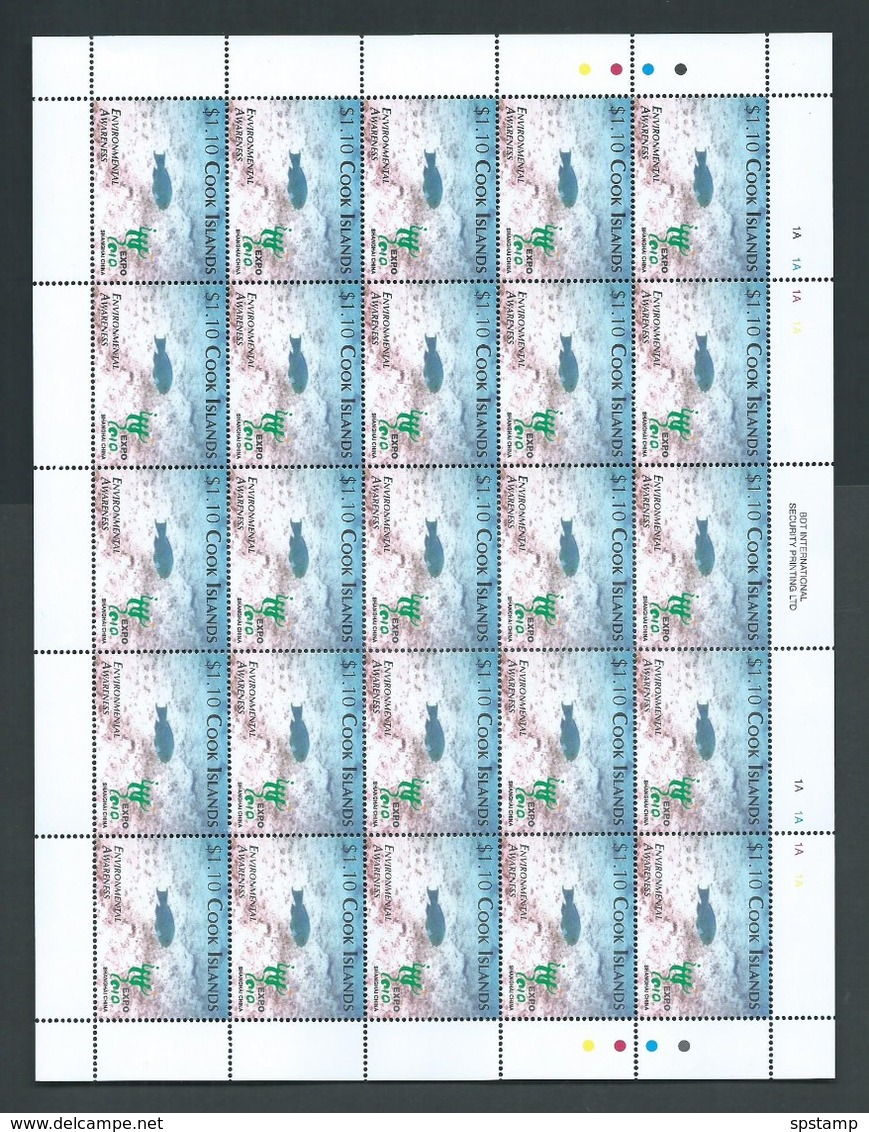 Cook Islands 2010 Shanghai Expo Environmental Awareness Set 4 In Fresh Full Sheets Of 25 MNH - Cook Islands