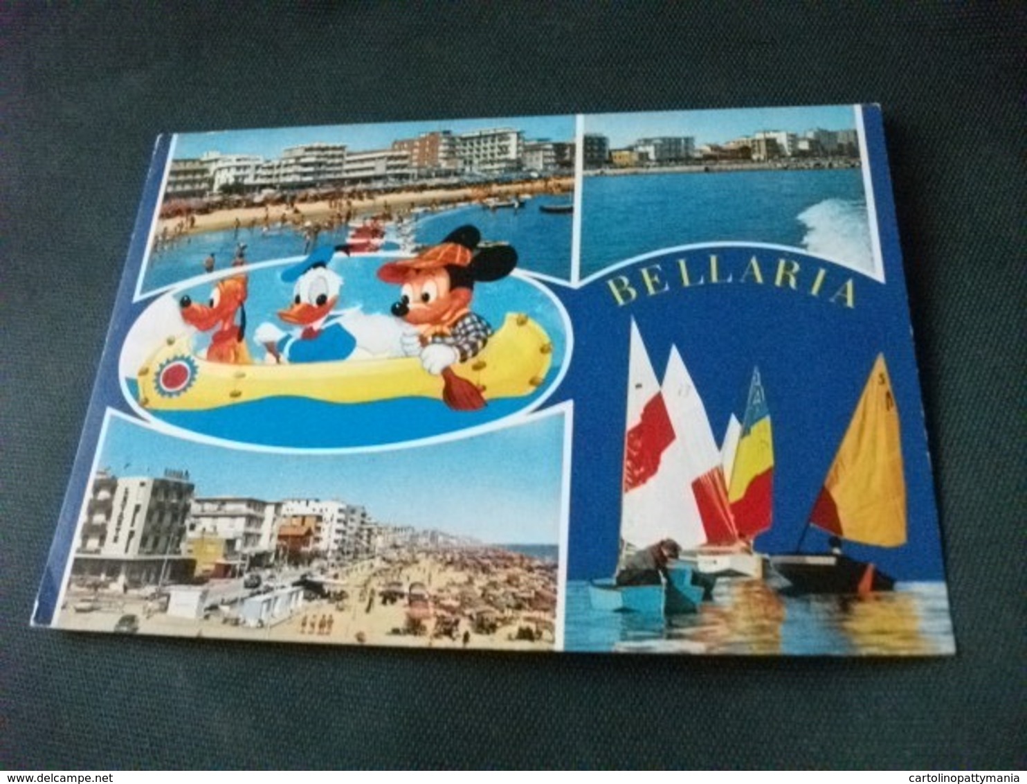 PLUTO PAPERINO TOPOLINO IN CANOA  VEDUTE BELLARIA  VELE EMILIA ROMAGNA DISNEY - Altri & Non Classificati