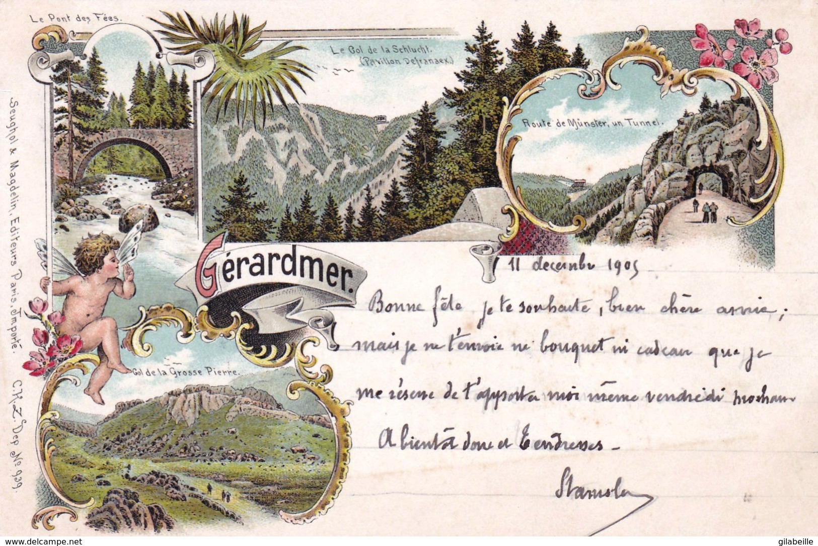 88 - Vosges - GERARDMER -  Multivues - Litho 1905 - Gerardmer