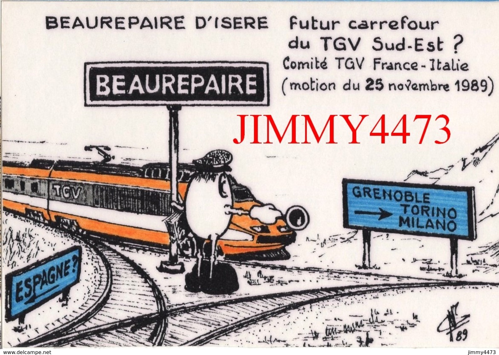 CPM - BEAUREPAIRE 38 Isère - Futur Carrefour Du TGV Sud-Est GRENOBLE / TORINO / MILANO - Edit-Dessin Georges NEMOZ - Trains