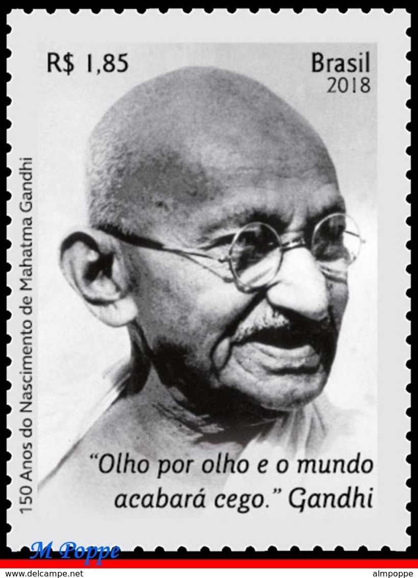 Ref. BR-V2018-072F BRAZIL 2018 FAMOUS PEOPLE, 150 YEARS OF MAHATMA, GANDHI BIRTH, SHEET MNH 16V - Mahatma Gandhi