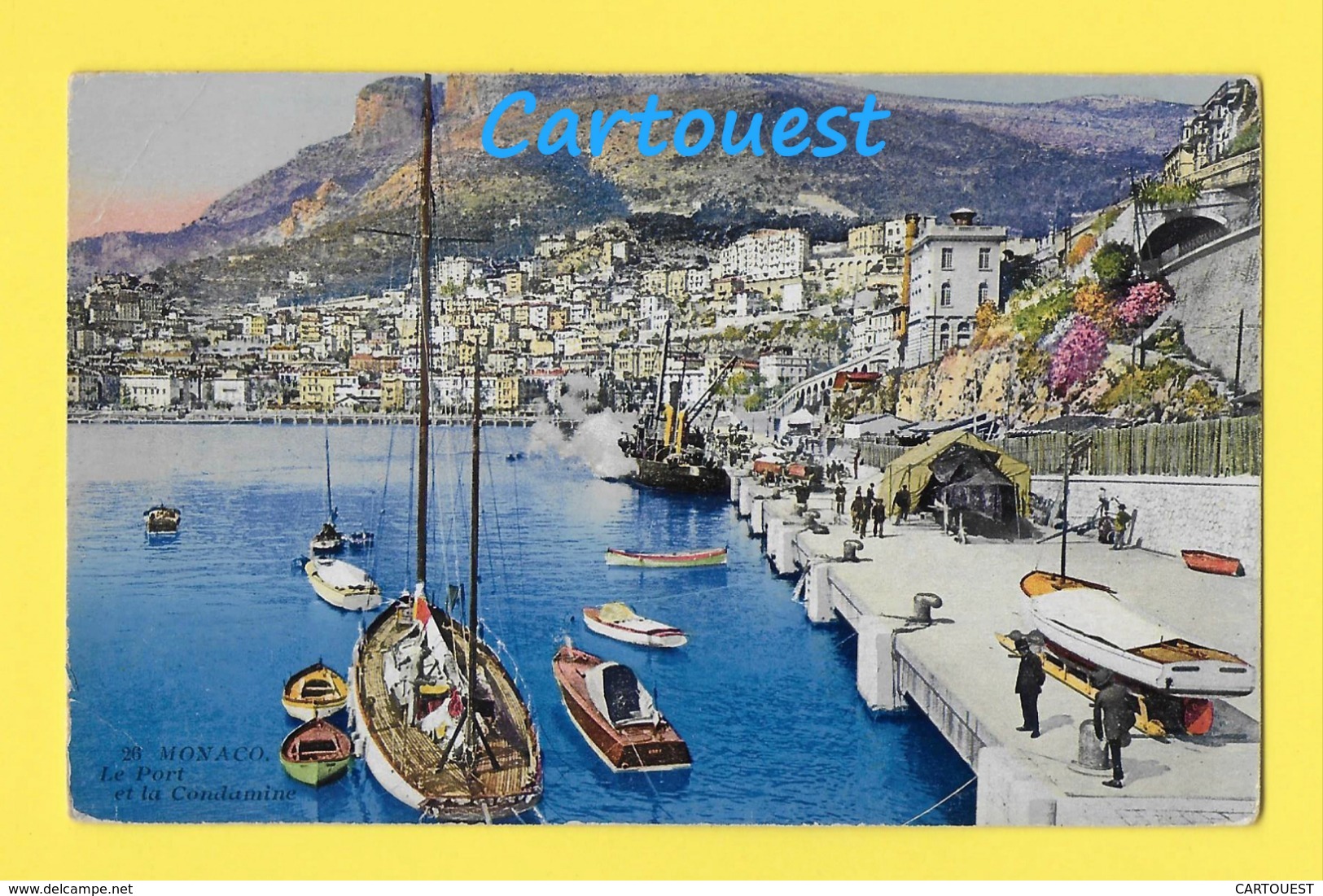 CPA ☺♦♦  MONACO - MONTE CARLO - LE PORT AVEC PERSONNAGES ET LA CONDAMINE  ♦♦☺  1925 - La Condamine