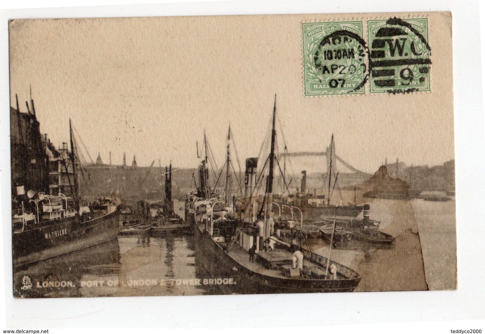 London Port 1907 TUCK'S POST CARD N.2002 - River Thames