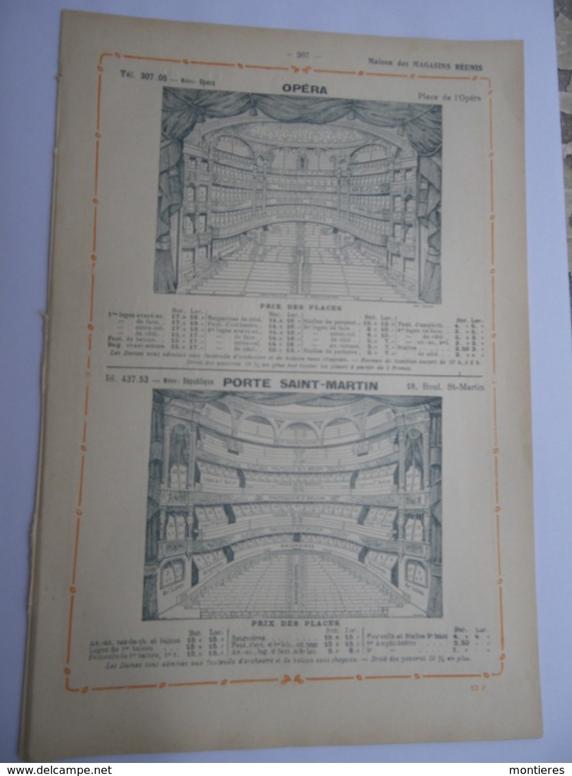 Liste Et Plans Des Salles De Théâtres De Paris Comédie Française Odéon Opéra Bouffes-Parisiens Apollo - Cabarets Bals - Andere Plannen