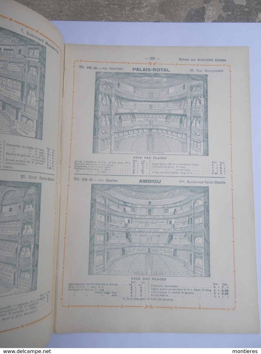 Liste Et Plans Des Salles De Théâtres De Paris Comédie Française Odéon Opéra Bouffes-Parisiens Apollo - Cabarets Bals - Otros Planes