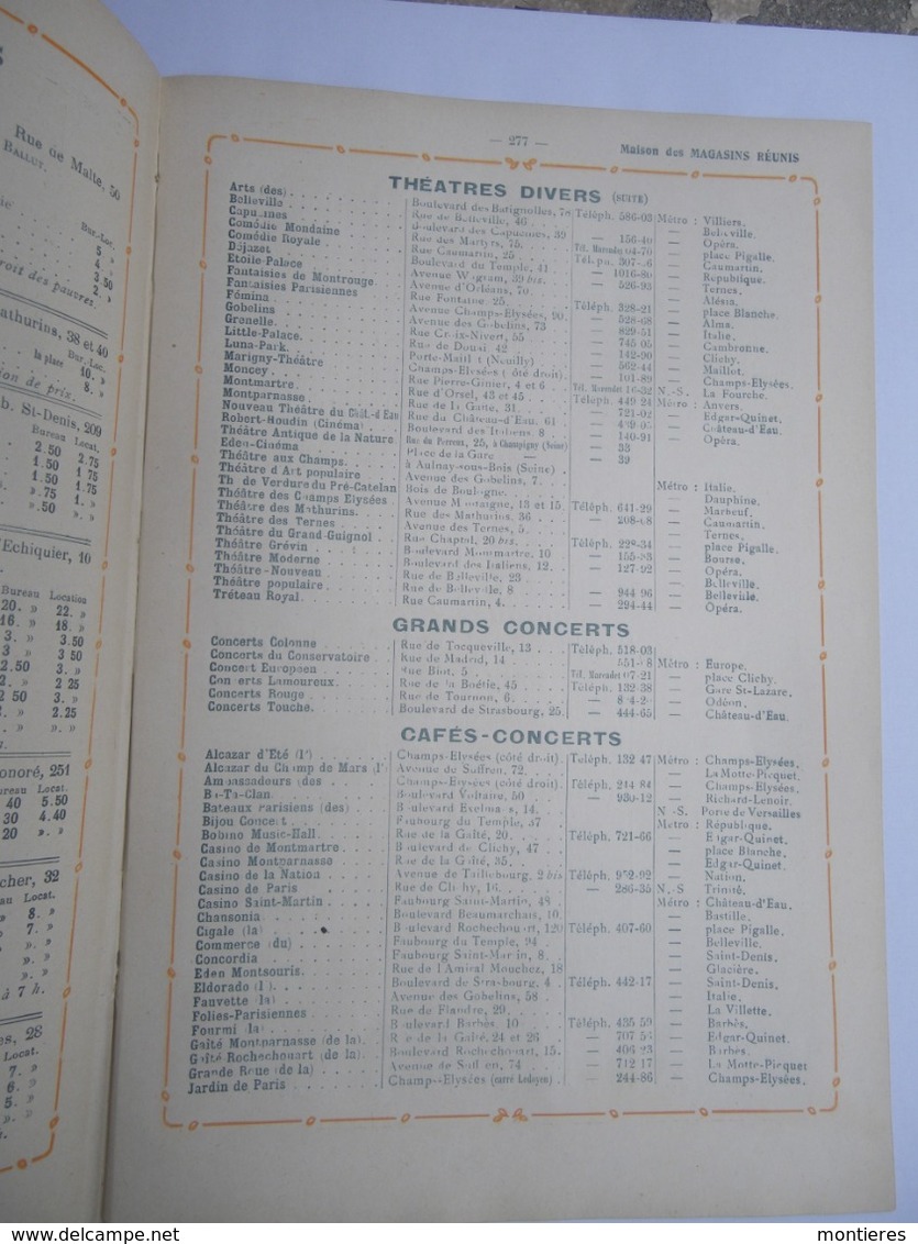 Liste Et Plans Des Salles De Théâtres De Paris Comédie Française Odéon Opéra Bouffes-Parisiens Apollo - Cabarets Bals - Autres Plans