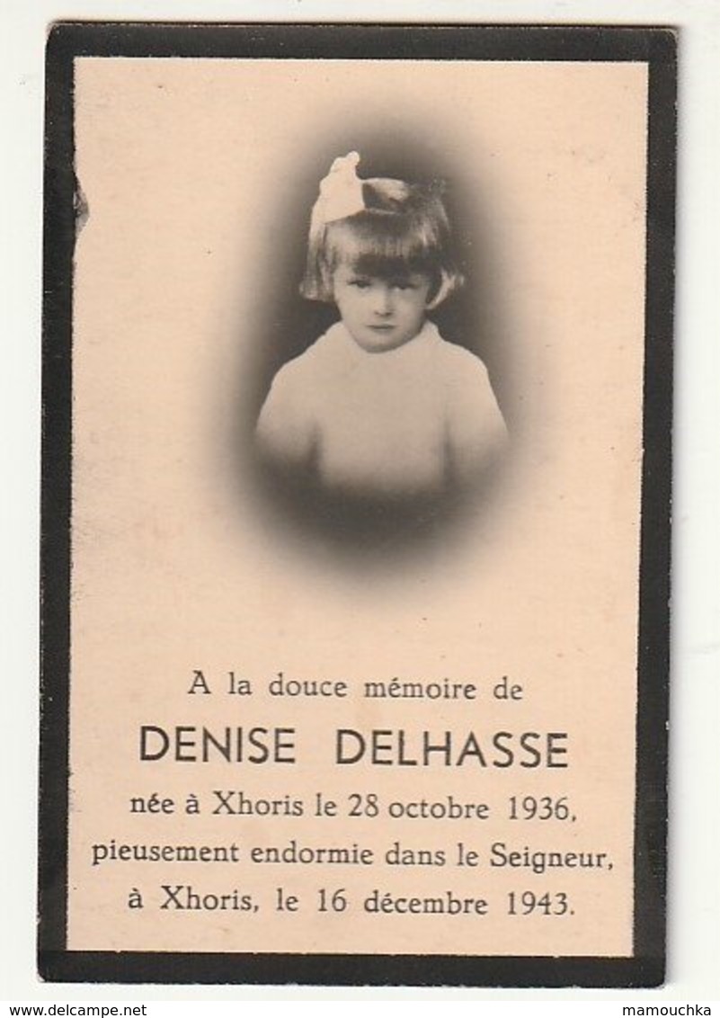 Décès Denise DELHASSE Xhoris 1936 - 1943 - Enfant - Images Religieuses