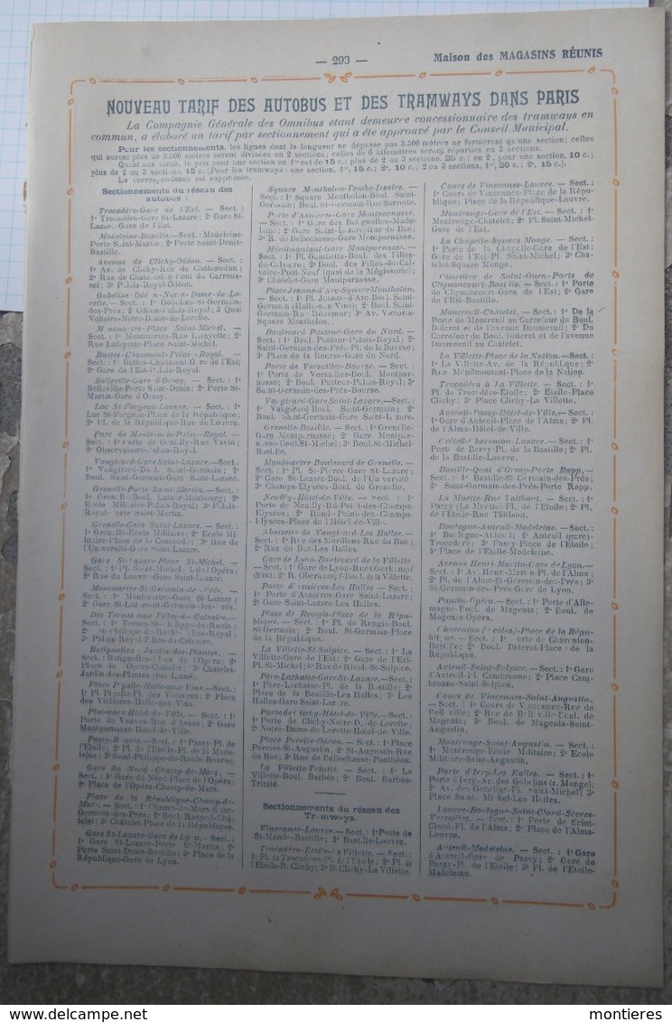 Publicité Découpée Dans Un Agenda De 1913 : Nouveaux Tarifs Des Autobus Et Des Tramways Dans Paris - Chemin De Fer