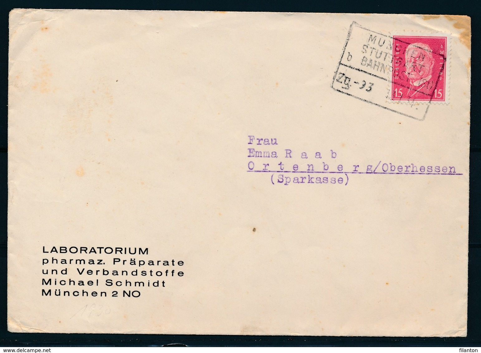 REICH - Br. Van MUNCHEN Naar ORTENBERG - Bahnpost Zug 93 MUNCHEN-STUTTGART Dd. 13-01-1931 - (ref. 1626). - Covers & Documents