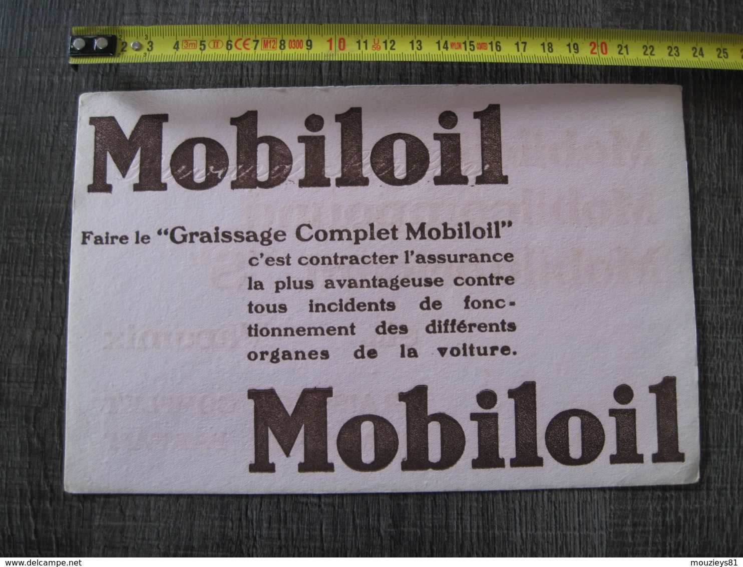 Buvard Huile Mobiloil - Automobile