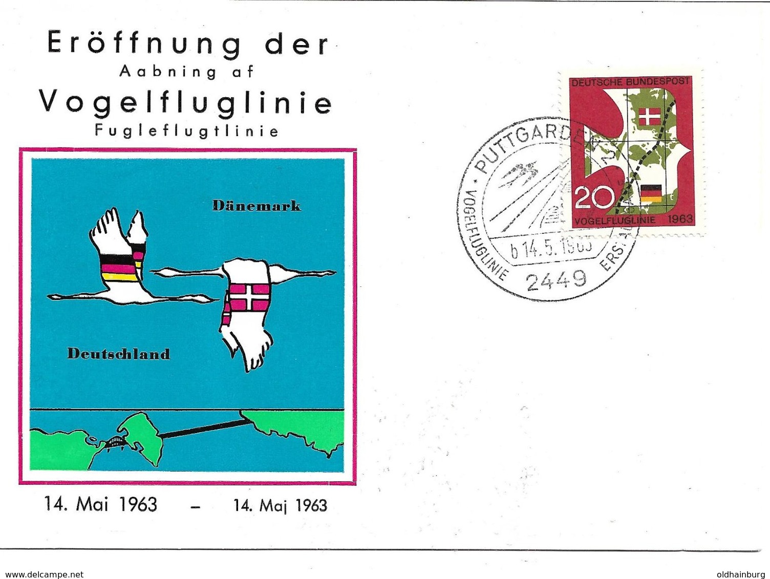 1520f: Vogelfluglinie- Motiv Schwäne Aus Dem Jahr 1963 - Schwäne