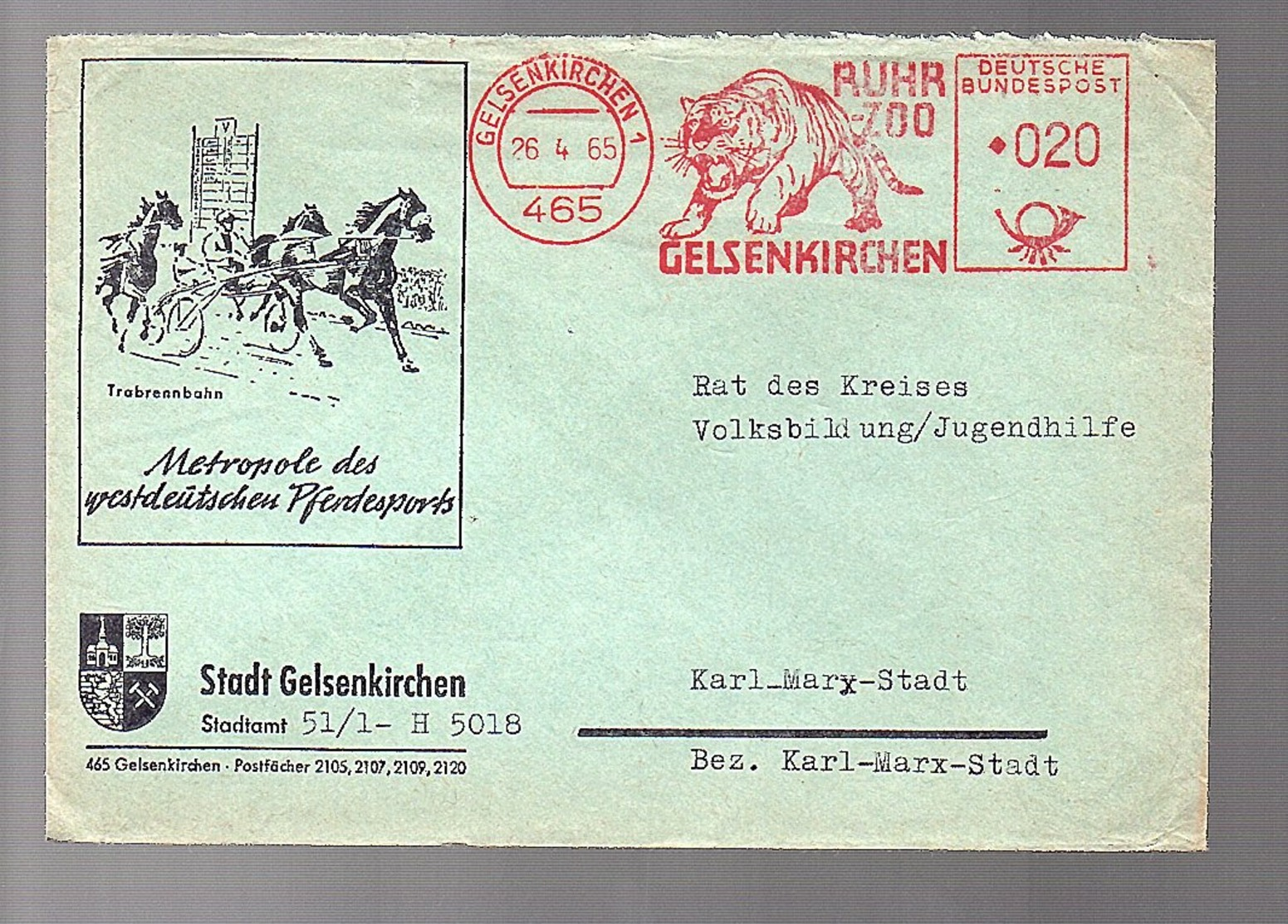 TIGER Gelsenkirchen Horse Running Metrople Des Westdeutschen Pferdesports > Rat Jugenshilfe DDR (601) - Brieven En Documenten
