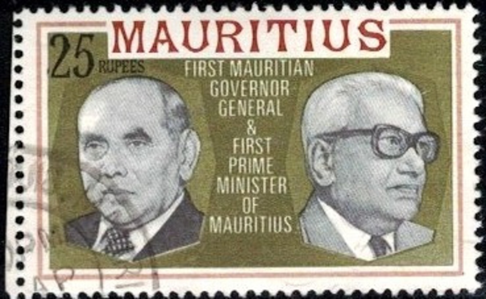 Governor Gen. R. Osman & S. Ramgoolan, 1st Prime Minister, Mauritius SC#463 Used - Mauritius (...-1967)