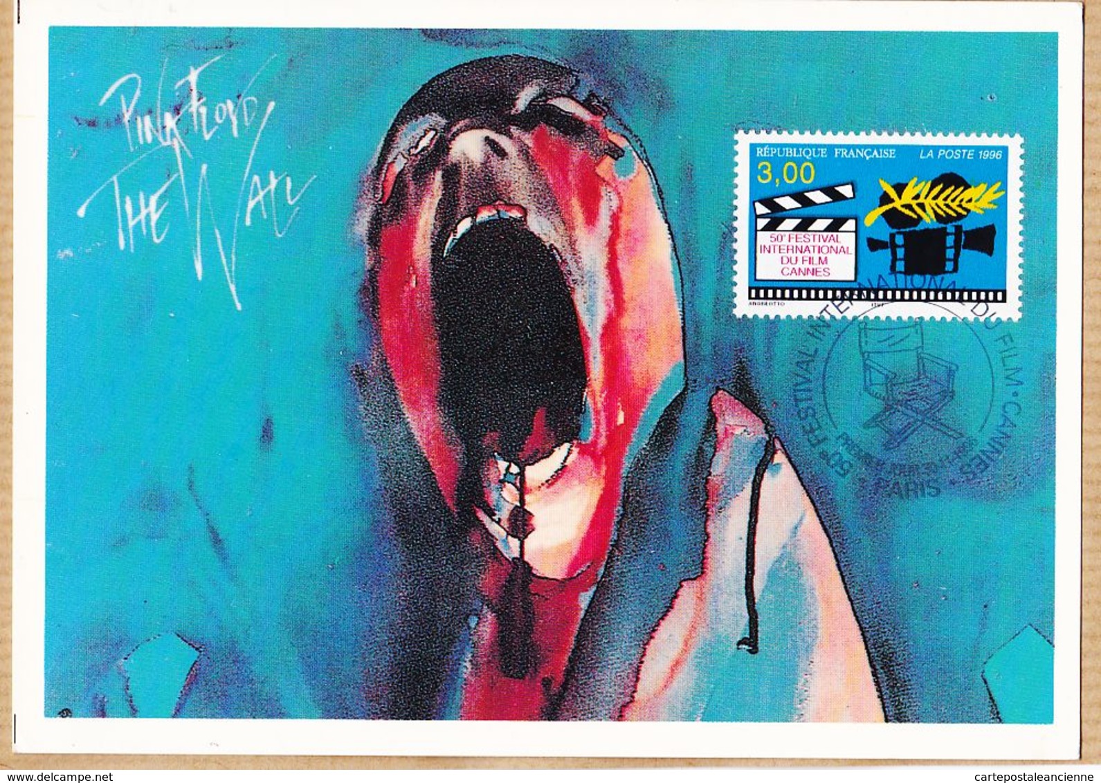 Cppub 165 PINK-FLOYD II The WALL Affiche Film Cinéma TRANSWORLD 50em Festival International CANNES-PARIS 30-11-1996 - Affiches Sur Carte