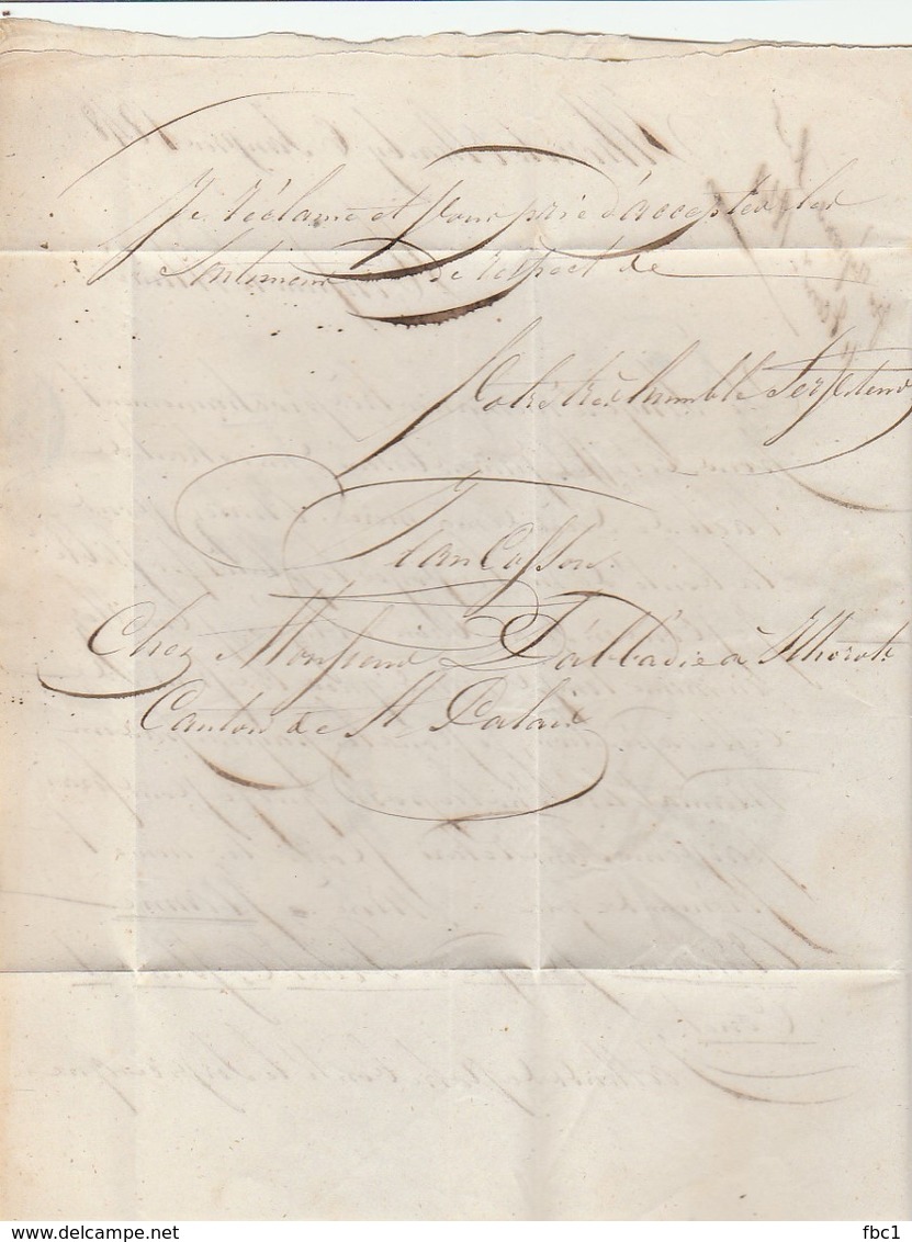 Pyrénées Atlantiques - Cursive 64 IHOLDY En Port Payé - Cachet Dateur St Palais  - LAC De 1848 - 1801-1848: Precursores XIX