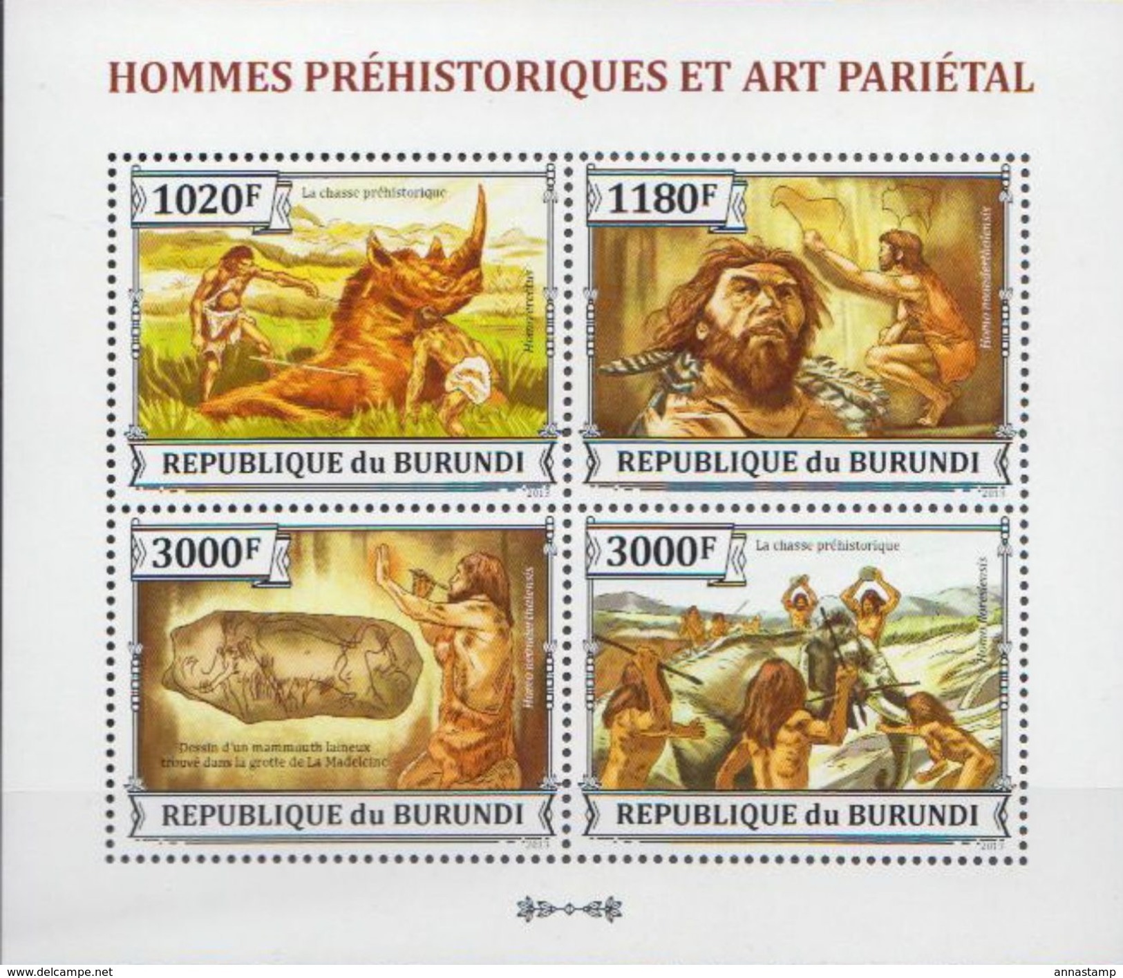 Burundi MNH Prehistoric Man Sheetlet - Prehistory