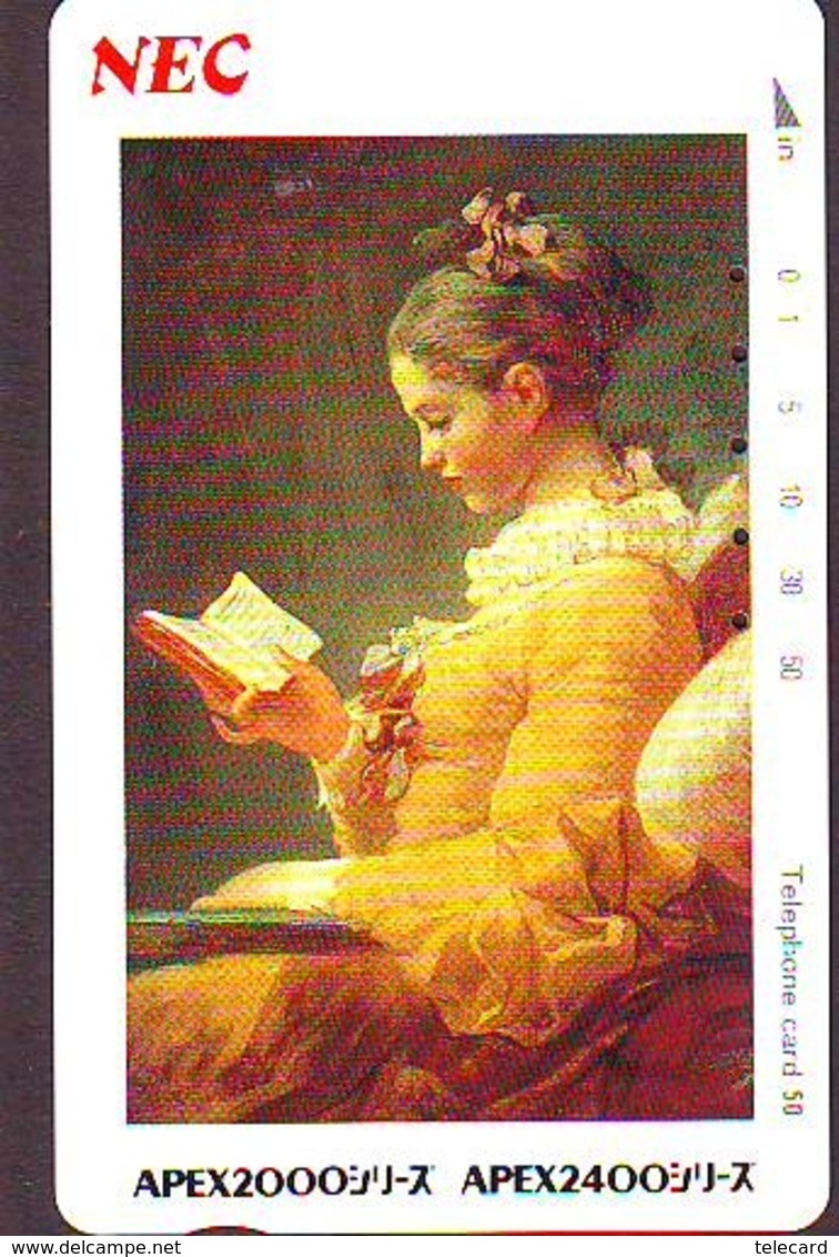 Télécarte Japon * 330-30664 * FRAGONARD * LA LISEUSE  * PEINTURE FRANCE * ART (2430)  Japan * Phonecard * KUNST TK - Peinture