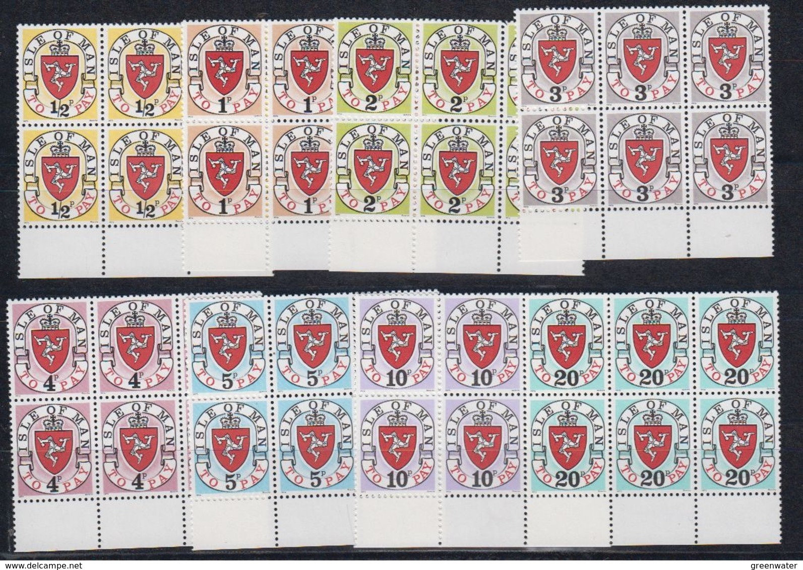 Isle Of Man 1973 Postage Due "1973"  No "A"  8v Bl Of 6 ** Mnh (44495) - Man (Eiland)