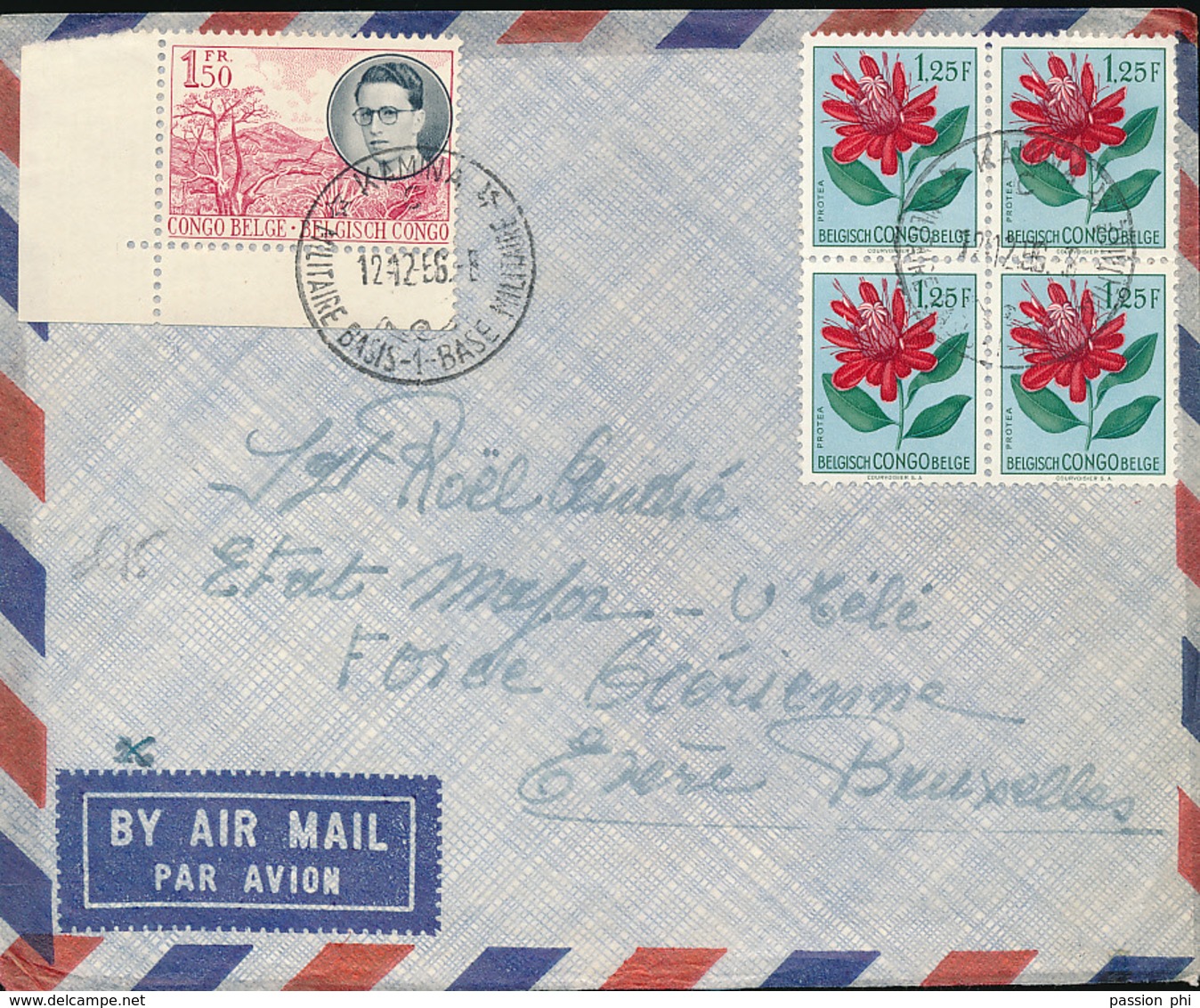 BELGIAN CONGO COVER FROM KAMINA 12.12.56 TO BRUSSELS - Lettres & Documents