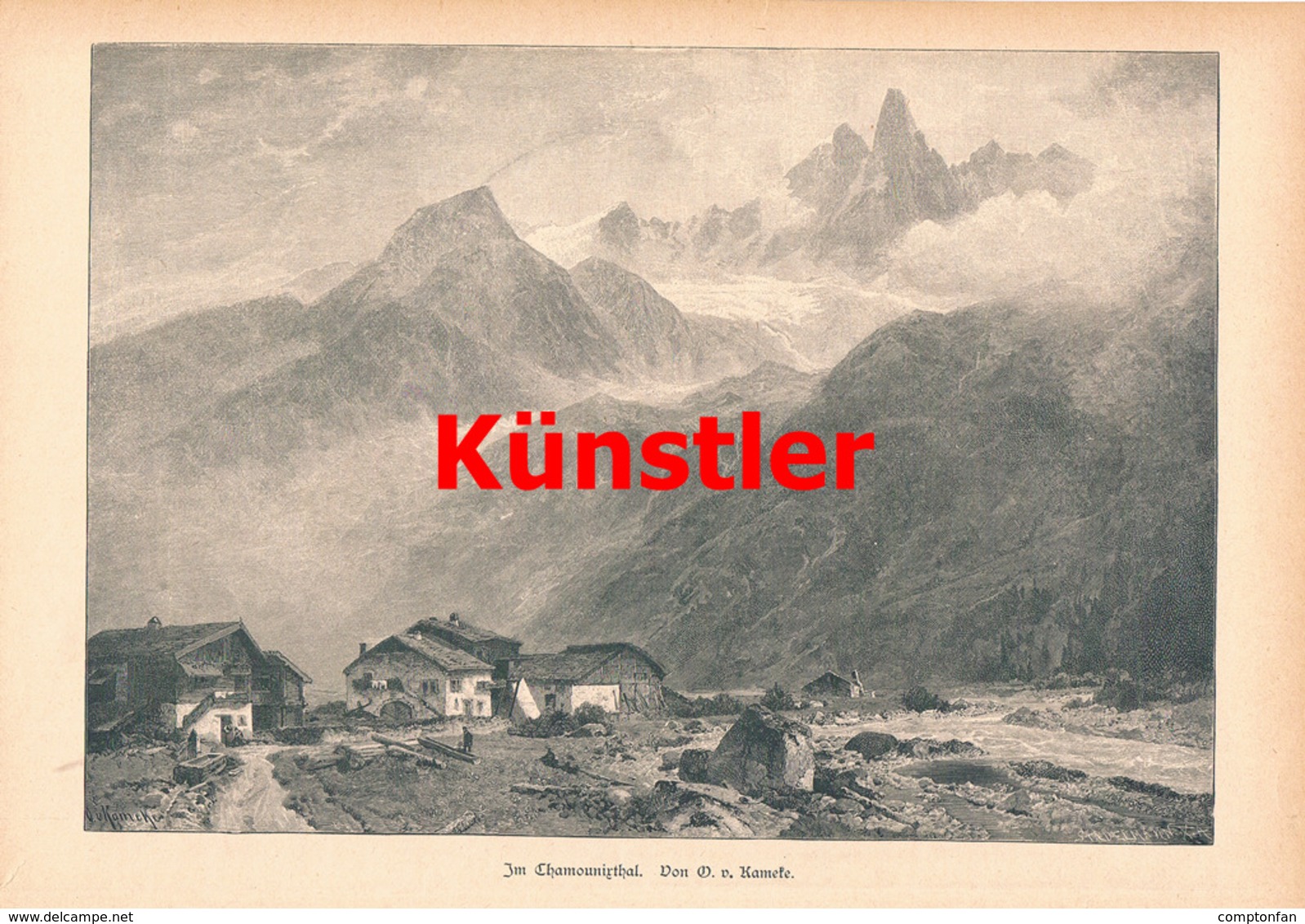 D101 1200 Kameke Chamonixtal Chamonix Montblanc Kunstblatt 1888 !! - Sonstige & Ohne Zuordnung