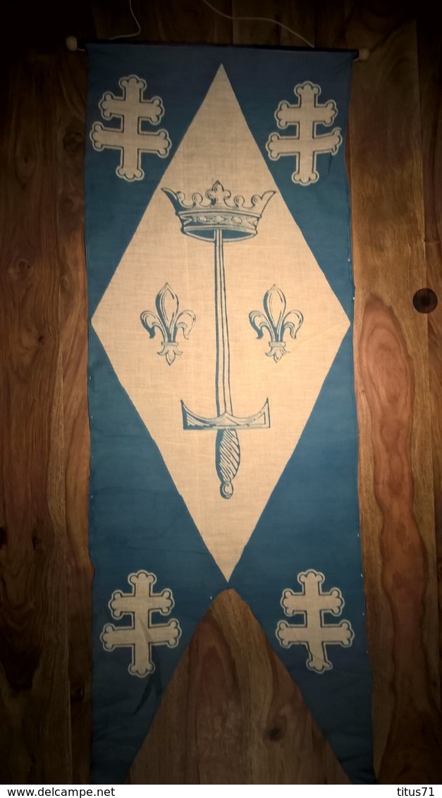 Grand Oriflame / Drapeau Blason De Jeanne D'Arc - 39 X 120 Cm - Une Face Décorée - Très Bon état - Religion & Esotérisme