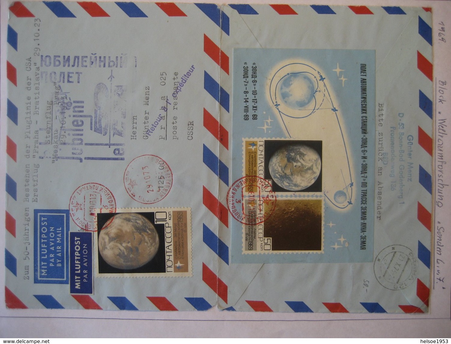 UdSSR- FDC Luftpost Beleg Ganz Geöffnet Block 60 Mi. 3710-3711 - Lettres & Documents