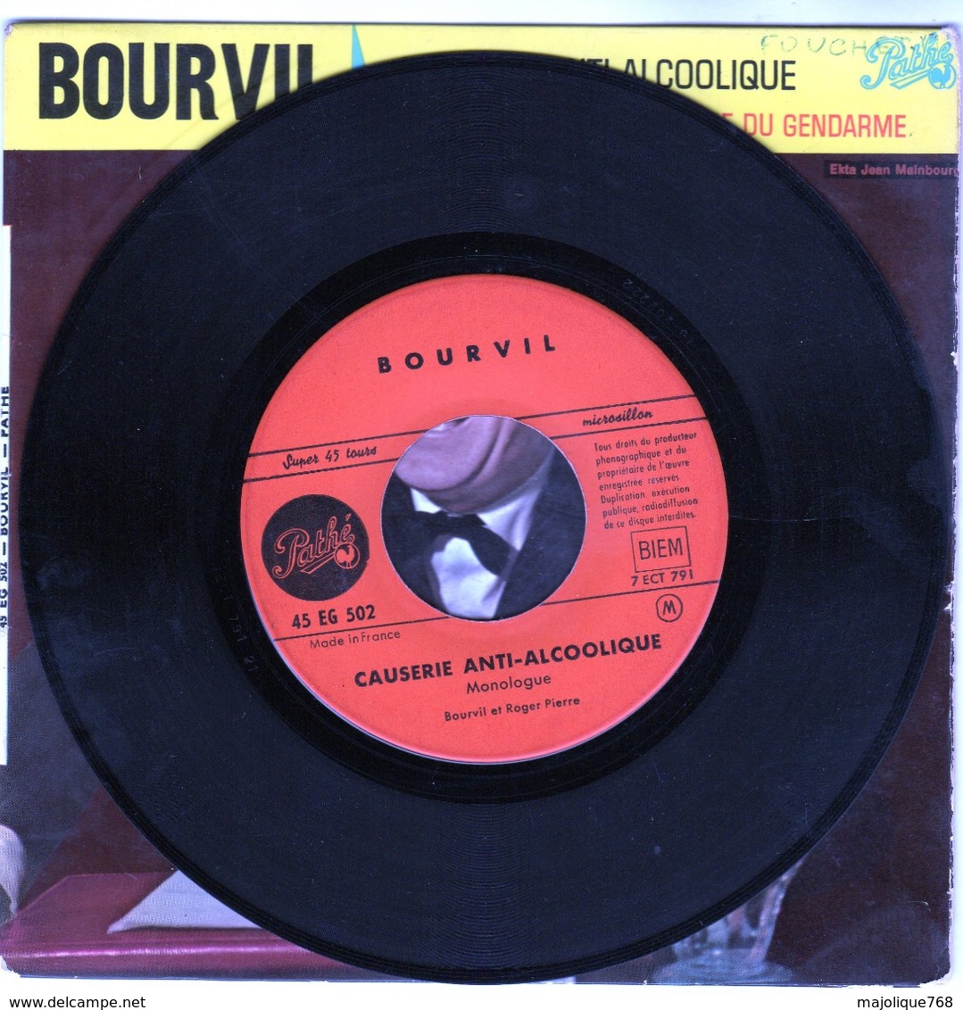 Bourvil - Causerie Anti-alcoolique - Vive La Mariée - La Tactique Du Gendarme - Pathé  45 EG 502 - 1960 - Comiques, Cabaret