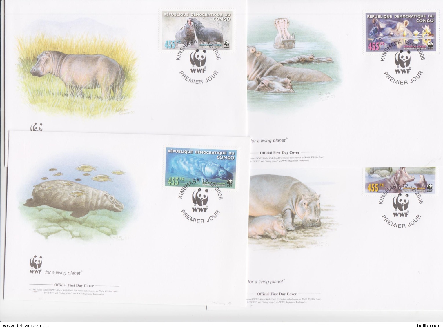 WWF - CONGO - 2006- WWF - HIPPOPOTAMUS SET OF 4 FDCS - Myanmar (Burma 1948-...)