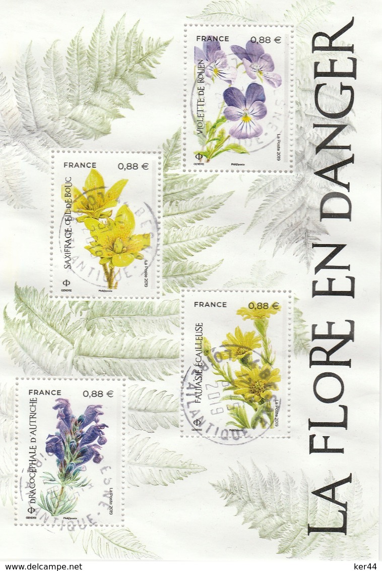 France 2019 Feuillet Fleurs Oblitéré / Used Flowers M/S - Afgestempeld