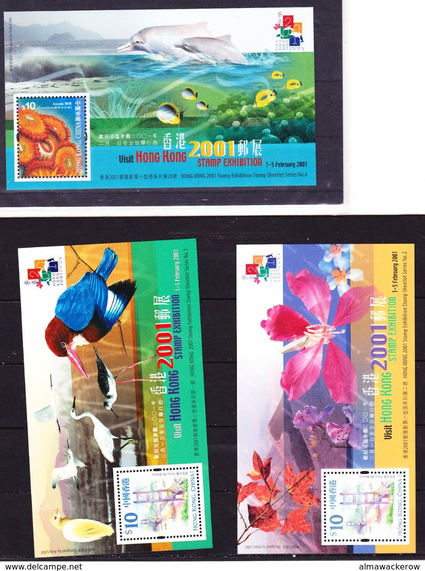 Hong Kong 2000 Stamp Expo Hong Kong 2001 Three MS Mi 72, 73, 82 MNH ** - Ungebraucht