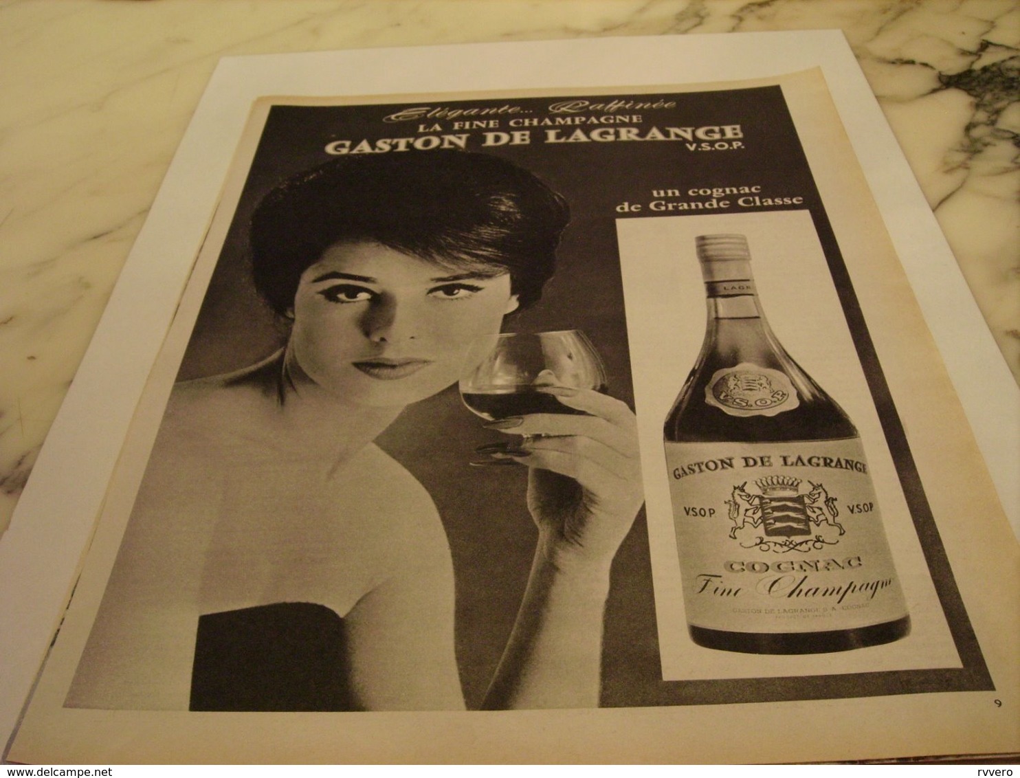 ANCIENNE PUBLICITE  FINE CHAMPAGNE COGNAC GASTON DE LAGRANGE 1963 - Alcools