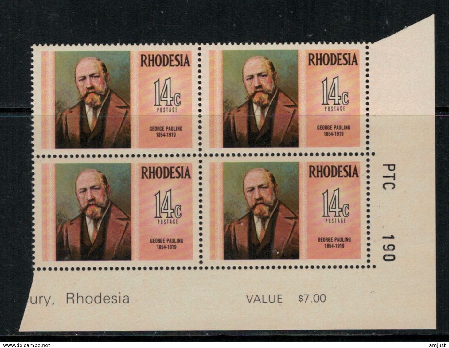 Rhodesie Du Sud // Rhodesia // 1974 // Georges Pauling MNH ** No. Y&T 233 En Bloc De 4 - Rodesia Del Sur (...-1964)