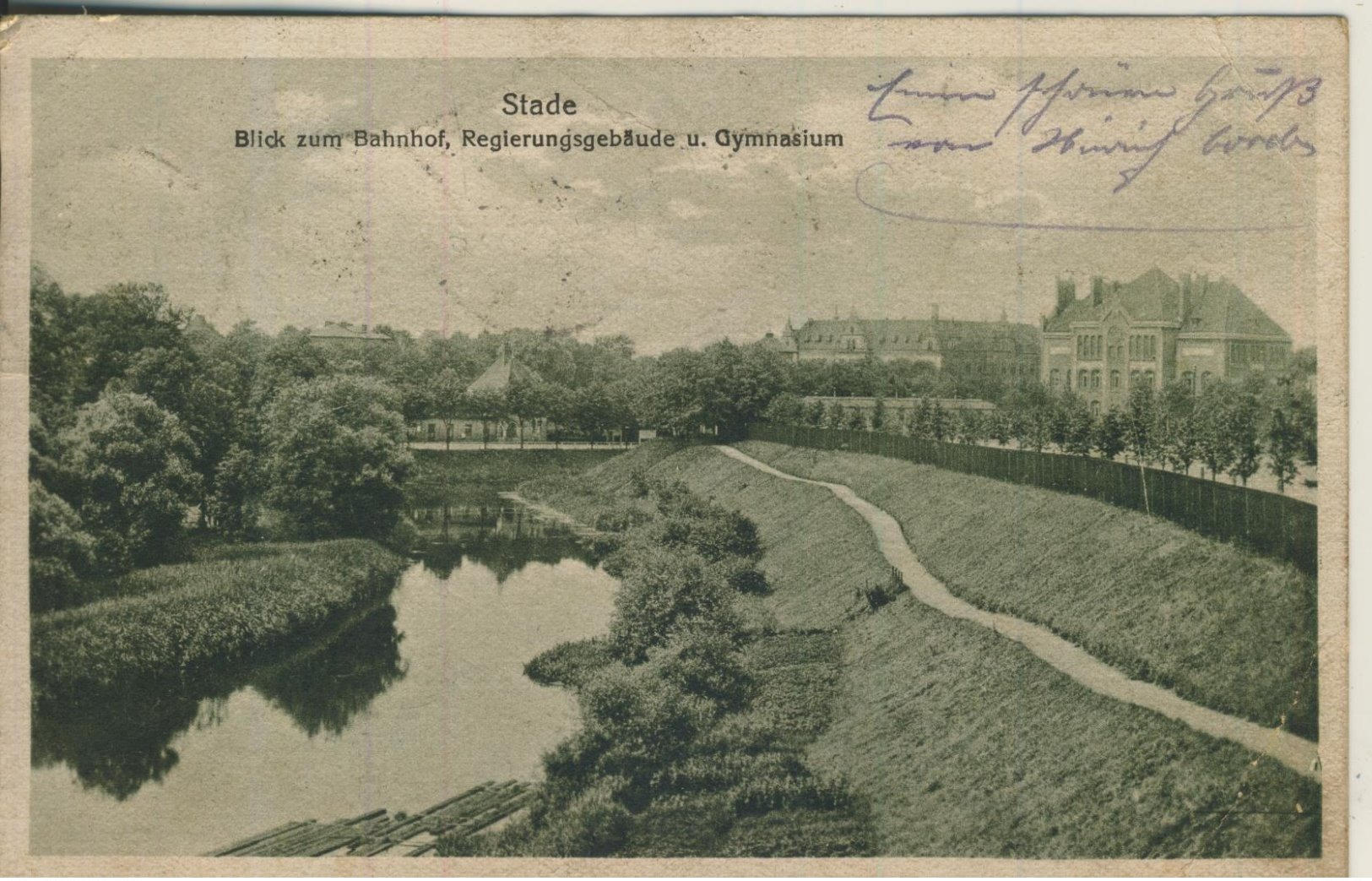 Stade V. 1923  Blick Zum Bahnhof,Regierungsgebäude Und Gymnasium  (57221) - Stade