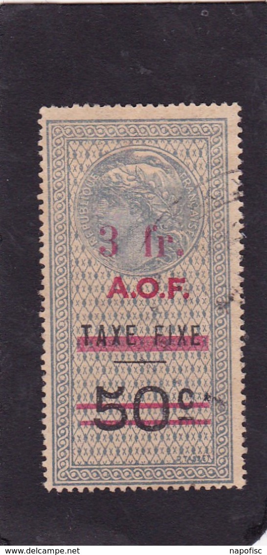 Timbre Fiscal A.O.F Médaillon De Tasset Grand Format  3 Fr Sur  50 C Surcharge  Rouge - Other & Unclassified