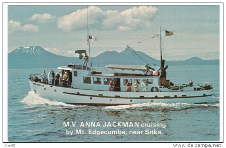 Mt. Edgecumbe Alaska Near Sitka, M.V. Anna Jackman Cruise Boat C1960s Postcard - Sitka