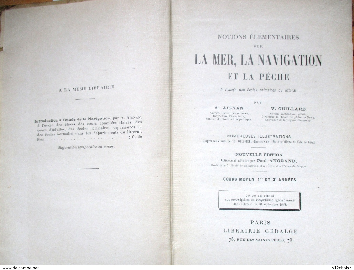 LIVRE 1921 NOTIONS ELEMENTAIRES SUR LA MER LA NAVIGATION ET LA PECHE ECOLES PRIMAIRES DU LITTORAL - Pêche