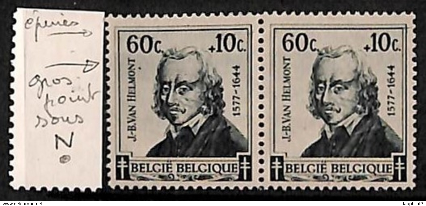 [651517]TB//**/Mnh-BELGIQUE 1942 - N° 596-cv, Van Helmont Jean-Baptiste, Gros Point Sous 'N'  Et épine Au Cadre Supérieu - Autres & Non Classés