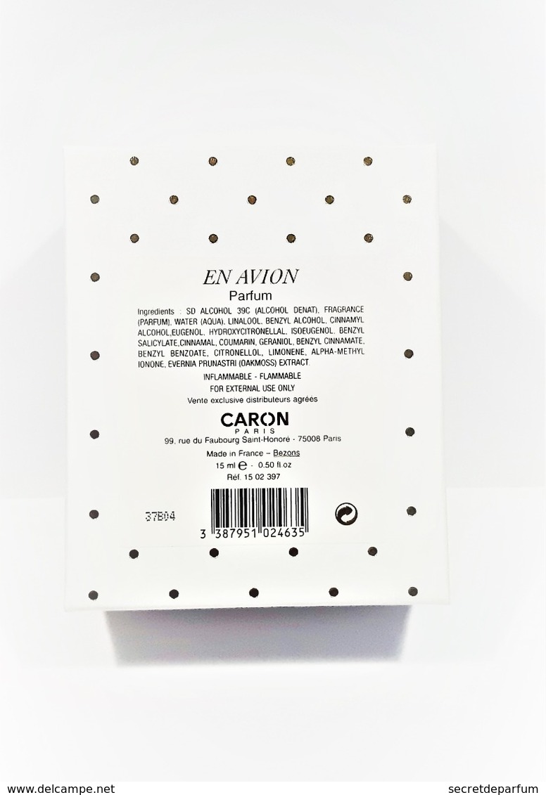 Flacon De Parfum EN AVION  De CARON  Extrait  15 Ml + Boite  Manque 3 Ml - Donna