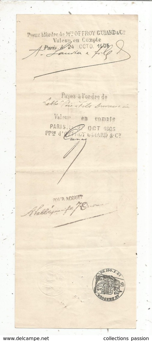Lettre De Change, A. Landier & Fils ,  Paris ,1905 , 2 Scans ,frais Fr :1.65 E - Bills Of Exchange